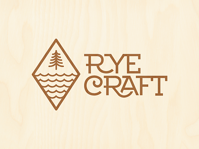 Rye Craft brand branding iron combination mark diamond logo pnw slab serff surfing trees typography waves wood