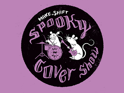 Spooky Cover Show 3 band gig poster grunge hand type illustration rat rock and roll rodent spooky texture typography