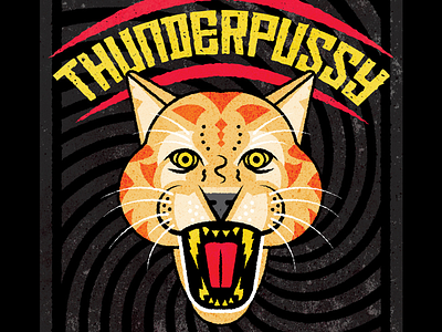 Thunderpussy cougar fangs geometric gig poster graphic design illustration lightening pnw rock and roll seattle thunder
