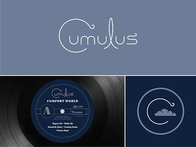 Cumulus Logo branding cloud indie pop indie rock letter mark logo design pacific northwest pnw seattle typography vinyl vinyl label