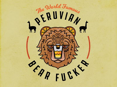 Peruvian Bear Fucker advertisement bear creamsicle dropshot grizzly illustration llama orange slice seal vector