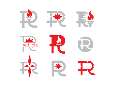 Redlight chiseled combination mark craft cocktail flame logo rays rebrand romantic slabserif star torch type