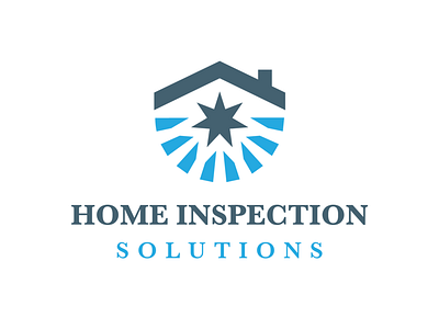 Home Inspection Solutions brand heptagram home inspector identity inspection logo rays roof star