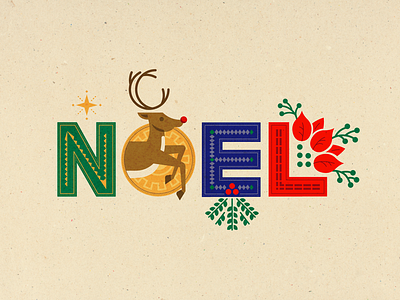 NOEL christmas holiday holy star mistletoe reindeer rudolph typography