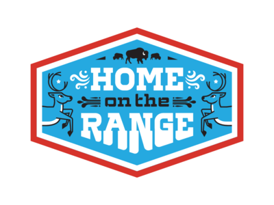 Where The Buffalo Roam antler badge design buffalo catchwords deer graphic design hexagon home on the range illustration old west ornate patch design slab serif sons of the pioneers typography vector wood type