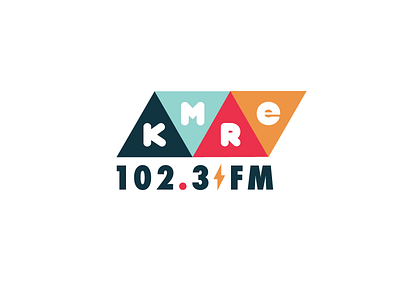 KMRE 102.3FM futura condensed black geometric logo modern parallelogram pouttu public radio radio rebrand triangle