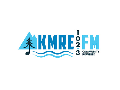 KMRE take 2 american captain community radio futura bold logo design low power radio music note pnw radio tree waves