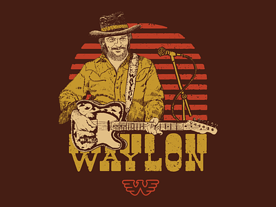 Waylon Jennings country music cowboy hat dude font highwaymen illustration johnny cash microphone outlaw country procreate telecaster waylon jennings willie nelson