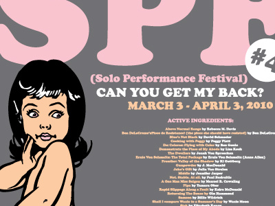 SPF: Solo Performance Festival #4 baby festival girl poster sunscreen theatre