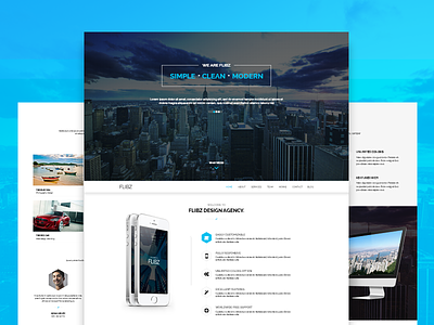 Flibz - One Page Parallax font awesome landing page multi-color one page parallax psd template website design wordpress blog