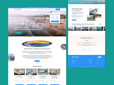 Ocean Lodge Santa Monica Beach Hotel WordPress Web Design branding design graphic design illustration logo minimal typography ui ux vector