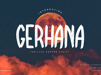 Gerhana - Thriller Horror Script brush font font design handwritten horror horror font scream scriptfont thriller type typeface typo