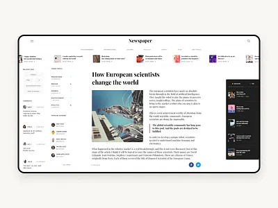 Newspaper. Home page black cards clean design layout minimal news newsportal poster product design robots typography ux web web design white