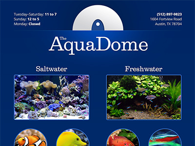 Aquadome aquarium fish freshwater redesign saltwater web design