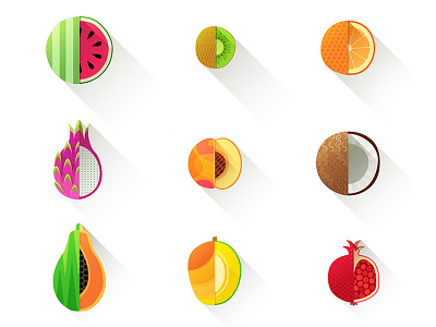 Fruit icons flat icons food illustration fruit icons icon material design tasty tasty icons yum