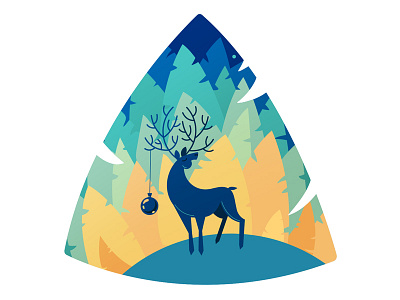 Festive reindeer blue christmas design forest illustration illustrator orange reindeer vector art winter illustration