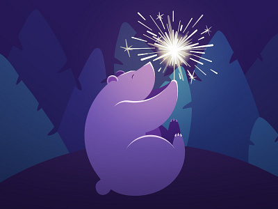 New Years Bear bear bear illustration cute design illustration illustrator purple snow sparkler vector vector art winter