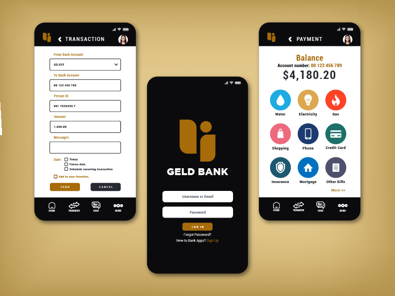 Bank app mock-up by Ninoska on Dribbble