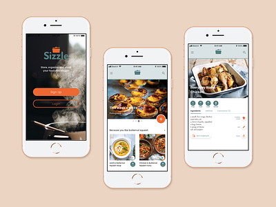 Mockups for Responsive Web Recipe App app design ui ux