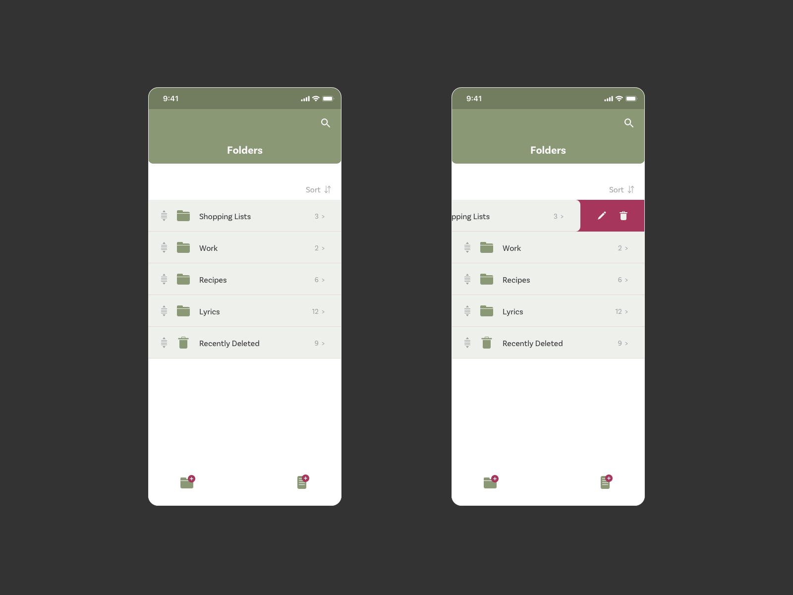UI for minimalist Notes App by Gaelle Monin on Dribbble