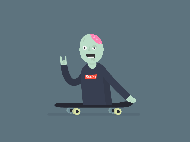 Zombie skateboarder ae animation brains gif illustration loop skate skateboard vector zombie