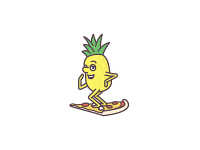 Pineapple on a pizza 2 art cartoon character illustration line pineapple pizza vector