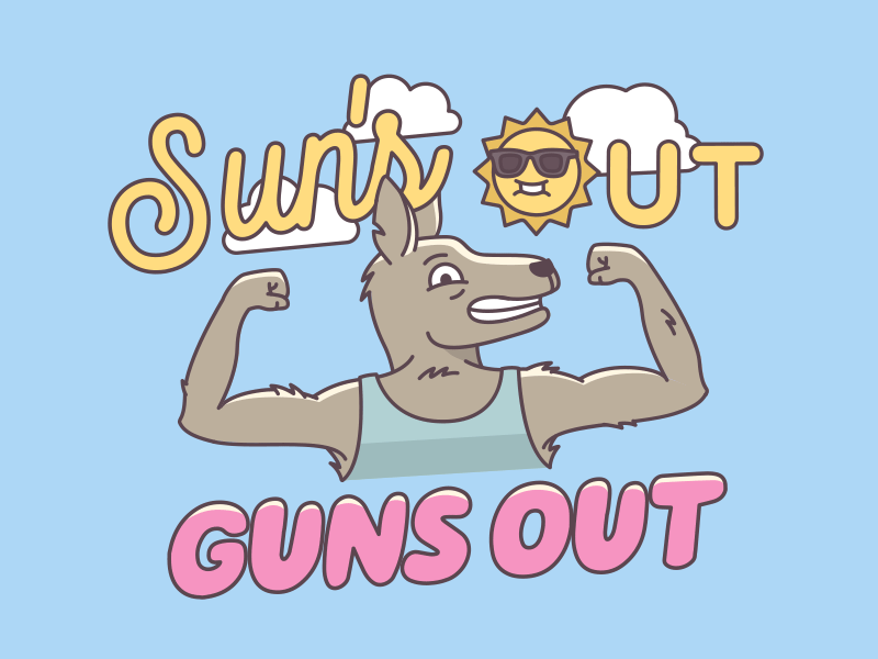 Sun's out animation character flex gif guns illustration kangaroo loop suns vector