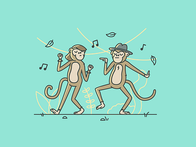 Sounds of the jungle 2 character dance dj illustration jungle monkeys music vector