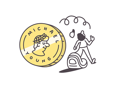 New logo branding coin illustration line logo man vector
