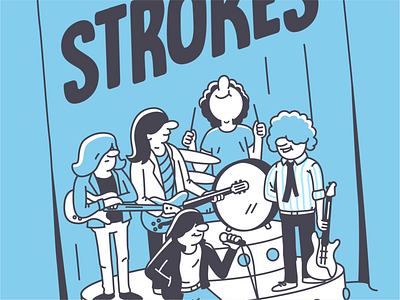 The Strokes - crop band character illustration line music strokes vector