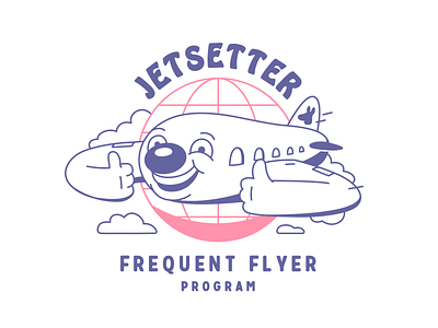 Jetsetter logo cartoon character jet logo logo design