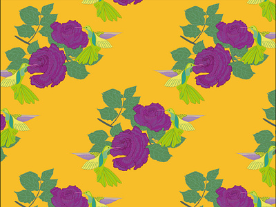 yellow background purple roses