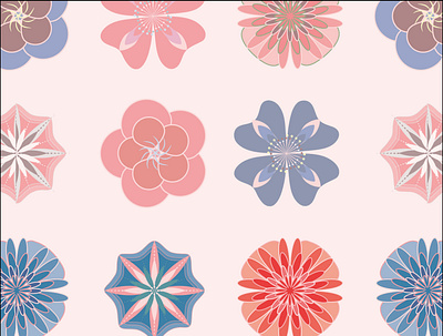 pink blue flowers design flat design repeat pattern repeating pattern seamlesspattern surface pattern design vector art vector illustration