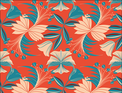 red blue hand drawn flowers design illustration repeat pattern repeating pattern seamlesspattern surface pattern design vector art vector illustration