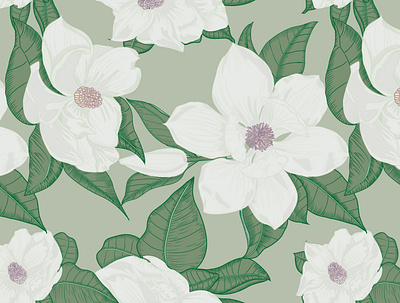 magnolia design illustration magnolia repeat pattern repeating pattern seamlesspattern surface pattern design vector art vector illustration