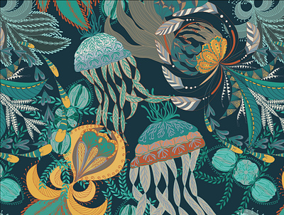 seacreatures design repeat pattern vector art vector illustration