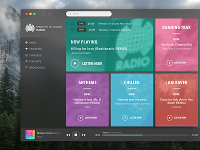 OS X App Ministry of Sound Radio app apple clean desktop interface live streaming music osx player radio ui design yosemite