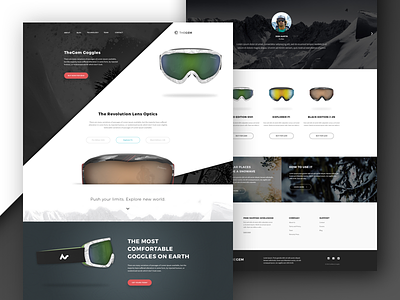 Product Page Goggles concept design extreme goggles product landing product page snowboarding sport template ui website design