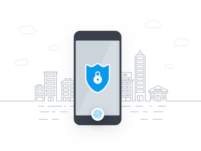 Security Illustration city icon illustration lock mobile security touch id vector