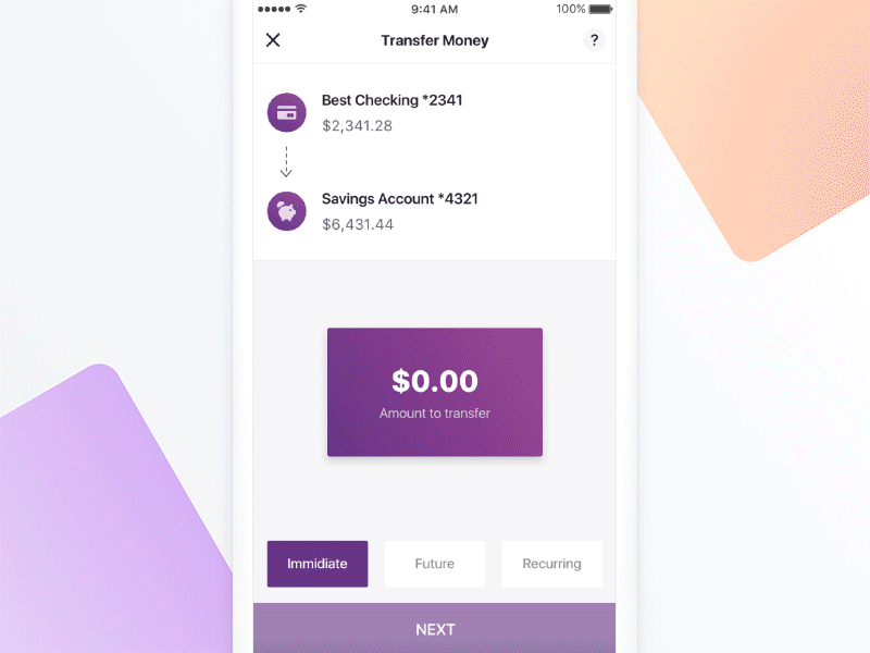 Transfer Money - Banking App animation bank banking app ios mobile banking mobile ui payment simple transfer money transfers