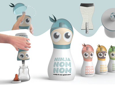 Ninja nom nom 3dmodel branding cute design illustraion keyshot logo mockup packaging product render rhino user experience