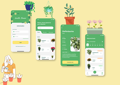 Health Flower app application design flower flowers mobile mobile app mobile app design plants ui ux
