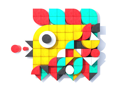 Geometric Bird 3d abstract bird bird icon block bright color colorful geometric geometric art graphic design illustration illustration design maxon maxonc4d minimal shape simple design vibrant webdesign