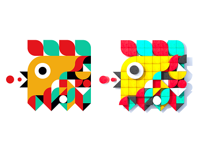 Geometric Bird (Flat vs 3D)