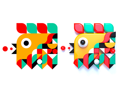 Geometric Bird (flat + 3D)