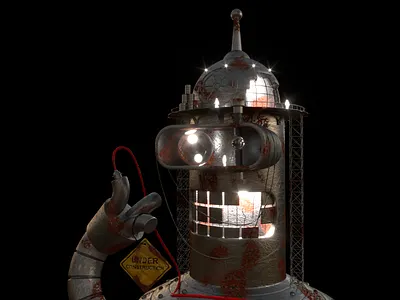 Dangerously attractive 3d bender bolt cinema4d danger dangerous hazard iconic illustration light machinery metal render rust under construction