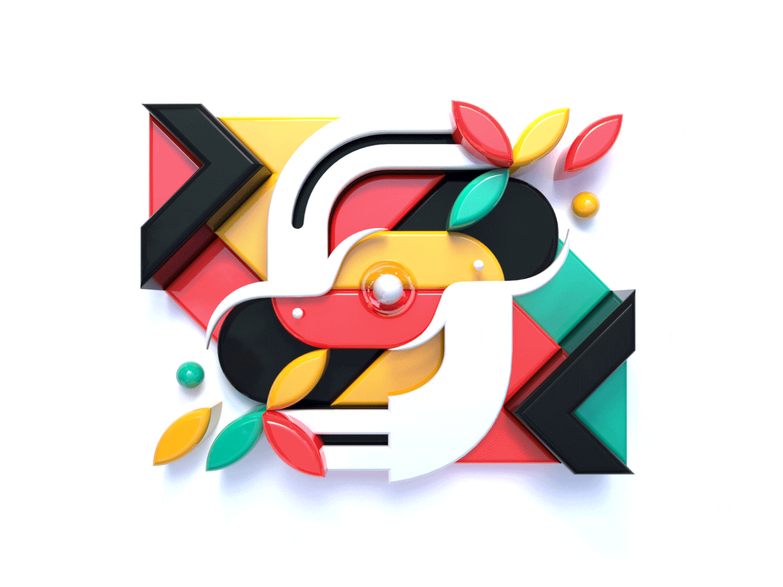 Synergy (design layers) 2d 3d art bold c4d cinema 4d color design layers flat geometric gif graphic design icon illustration process render vector visual language