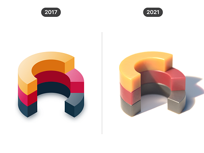 3D shapes (2017 vs 2021) 2d 3d 3d shape c4d cgi cinema 4d comparison design geometric graphic design illustration progress render vector visual
