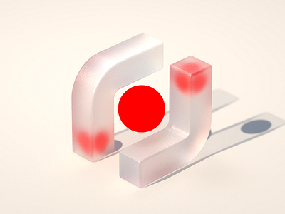 In-between 3d artwork bold branding c4d cinema 4d concept design glass illustration realistic red render visualization