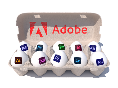 Adobe Eggs 3d 3d illustration adobe adobe logo app icon brand cinema 4d clean concept idea design products egg egg box eggs illustration isometric logo logo inspiration render software